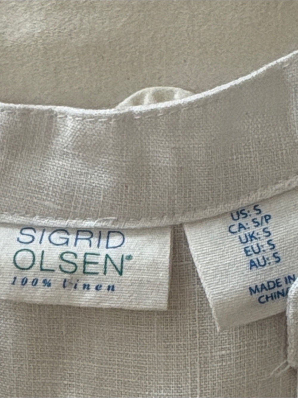 Sigrid Olsen White Button-Front Linen Top - Picture 3 of 5